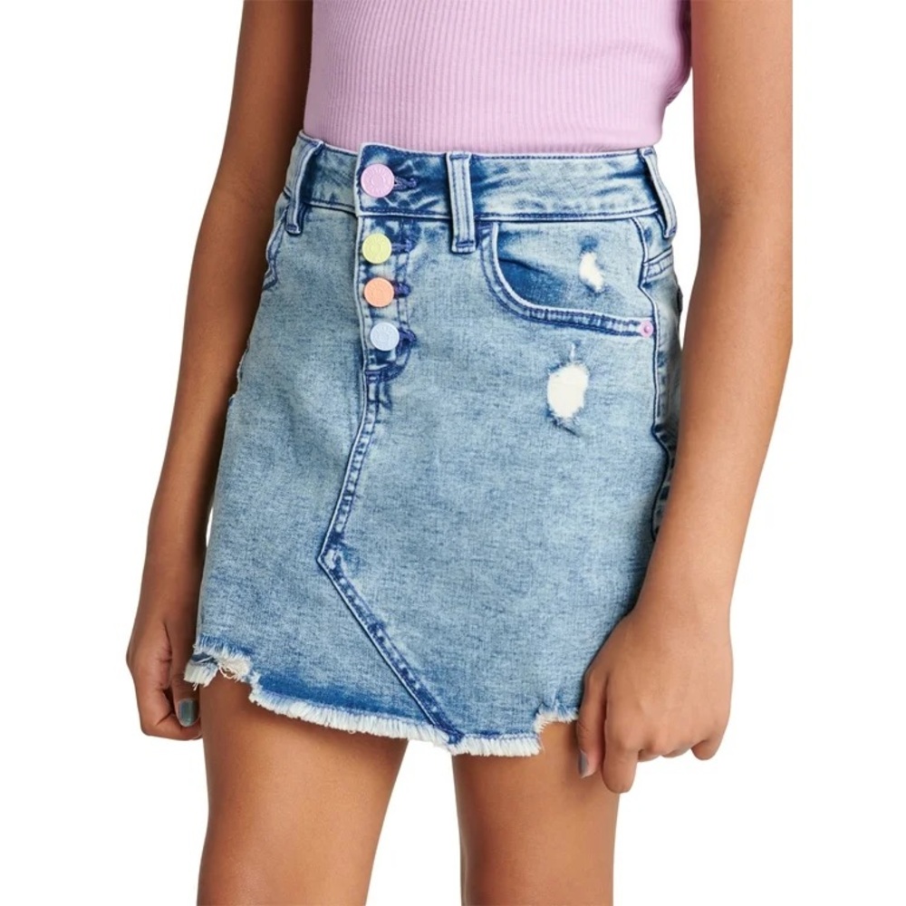 NWT Justice Girls Candy Button Front Denim Skirt, Size 6